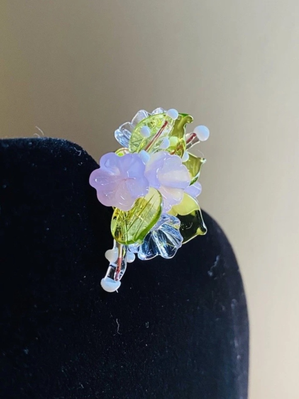 Vintage Germany Cluster Floral Clip On Earrings Beads Flower Pink Hawaiian Tulip - Picture 5 of 5